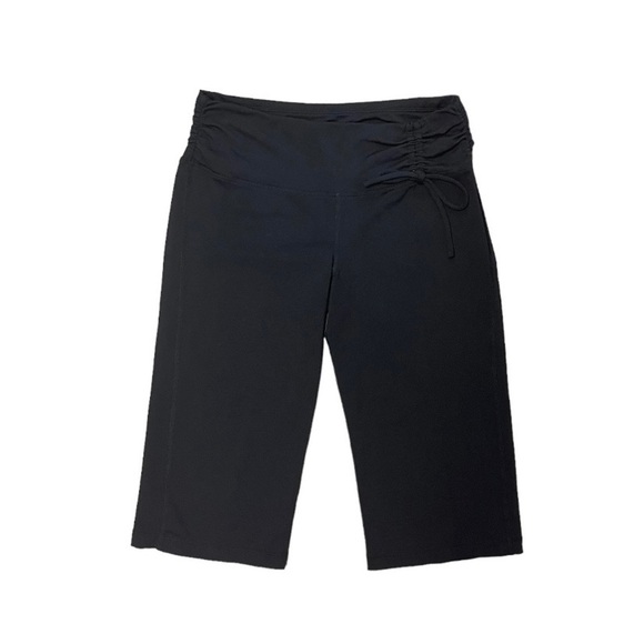 Prana Long Shorts Women's Size Extra Small XS Black Capris Cropped Ruching Tie - Picture 5 of 8